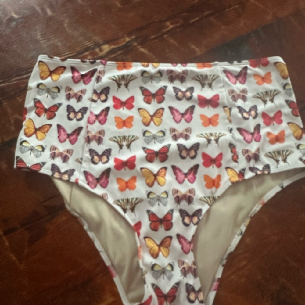 Kortni Jeane Butterfly Print High-Waisted Bikini Bottoms